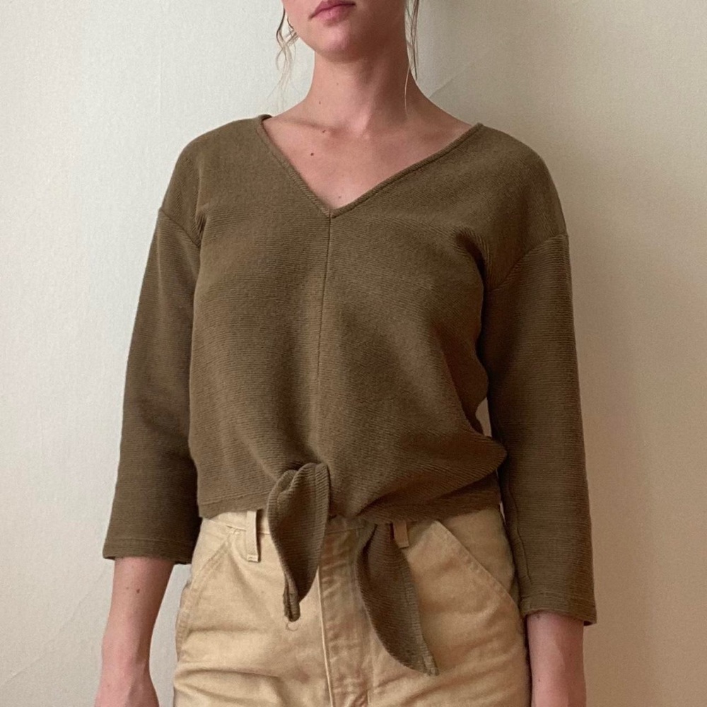 Madewell Texture & Thread Front Tie Top - size XXS